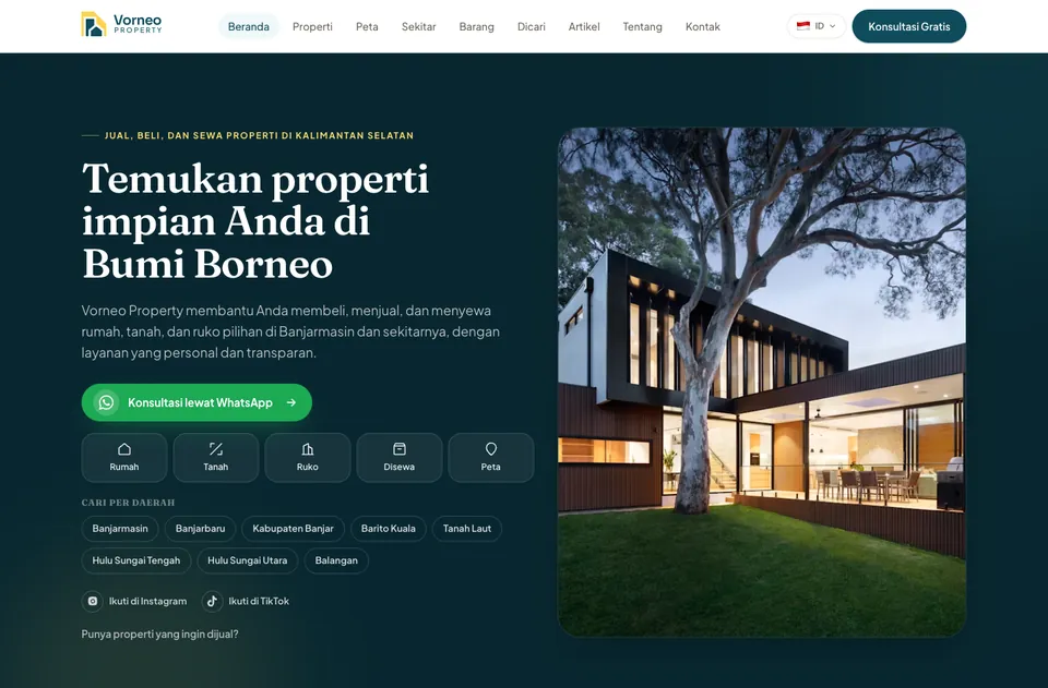 Tampilan website Vorneo Property di laptop dan HP